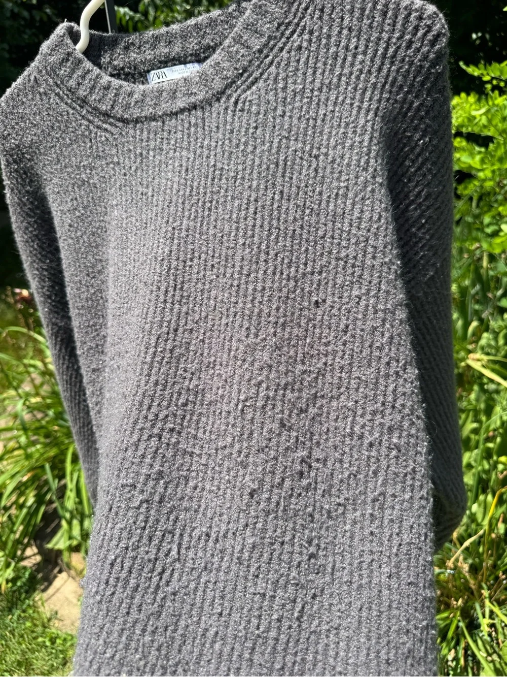 ZARA Cozy Ribbed Knit Sweater — Heather Gray